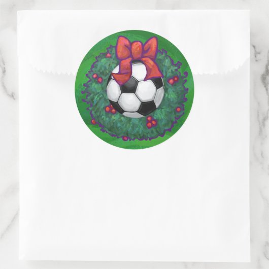 Voetbal kerst ronde sticker (Tas)