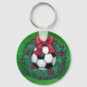 Voetbal kerst sleutelhanger