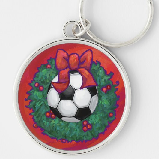 Voetbal kerst sleutelhanger (Voorkant)