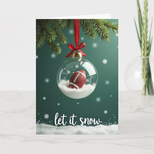 Voetbal Kerst Sneeuwbol Kaart (Voorkant)