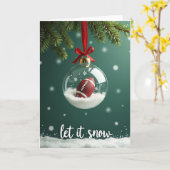Voetbal Kerst Sneeuwbol Kaart (Gele Bloem)