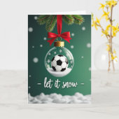 Voetbal Kerst Sneeuwbol Kaart (Gele Bloem)