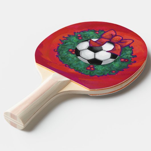 Voetbal kerst tafeltennisbatje (Voorkant Gekanteld)