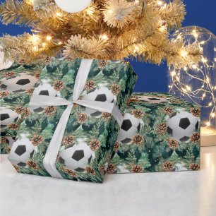 Voetbal Kerst thema voor Speler met bal Cadeaupapier