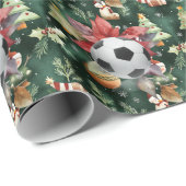 Voetbal Kerst thema voor Speler met bal Cadeaupapier (Rol Hoek)