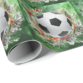 Voetbal Kerst thema voor Speler met bal Cadeaupapier (Rol Hoek)