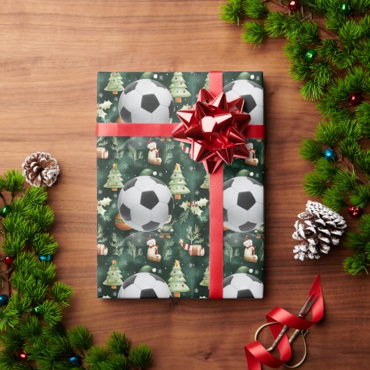 Voetbal Kerst thema voor Speler met bal Cadeaupapier (Feestdagen Geschenken)