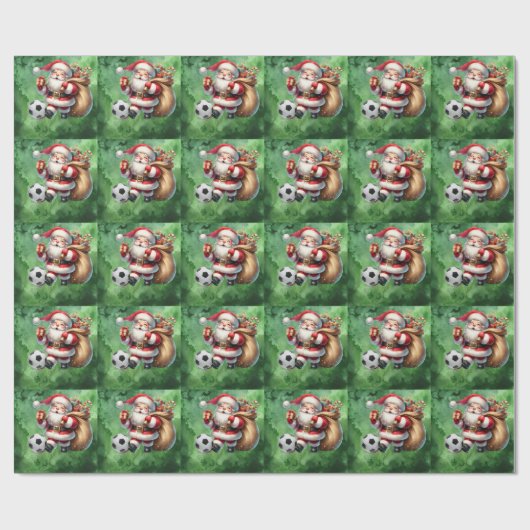 Voetbal Kerst thema voor Speler met bal Cadeaupapier (Vlak)