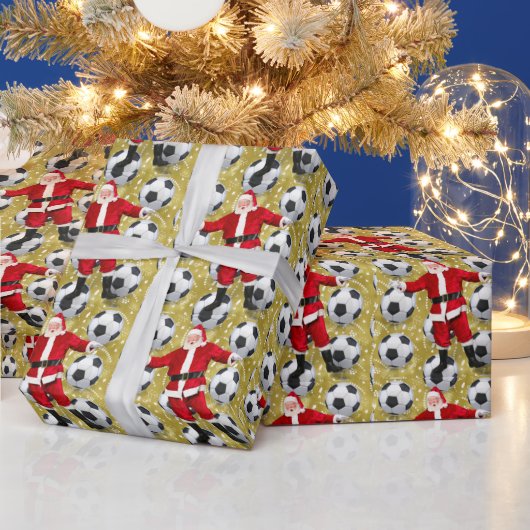 Voetbal Kerst thema voor Speler met bal Cadeaupapier (Feestdagen)