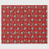 Voetbal Kerst Wrapping Paper Voetbal Wrapping Cadeaupapier (Vlak)
