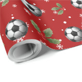 Voetbal Kerst Wrapping Paper Voetbal Wrapping Cadeaupapier (Rol Hoek)
