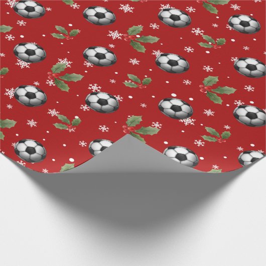 Voetbal Kerst Wrapping Paper Voetbal Wrapping Cadeaupapier (Hoek)