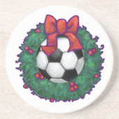 Voetbal kerst zandsteen onderzetter (Voorkant)