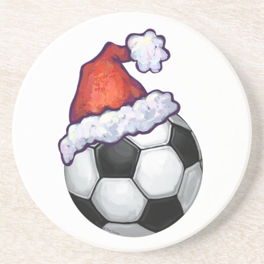 Voetbal kerst zandsteen onderzetter (Voorkant)