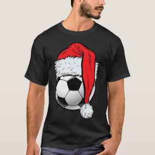 Voetbal Kerstbal Kerstman Hoed Grappig Sport Kerst T-shirt