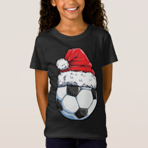 Voetbal Kerstbal Kerstman Hoed Grappige Sport Kers T-shirt
