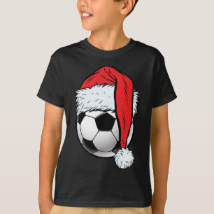 Voetbal Kerstbal Kerstman Hoed Grappige Sport Kers T-shirt