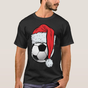 Voetbal Kerstbal Kerstman Hoed Grappige Sport Kers T-shirt