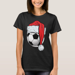 Voetbal Kerstbal Kerstman Hoed Grappige Sport Kers T-shirt