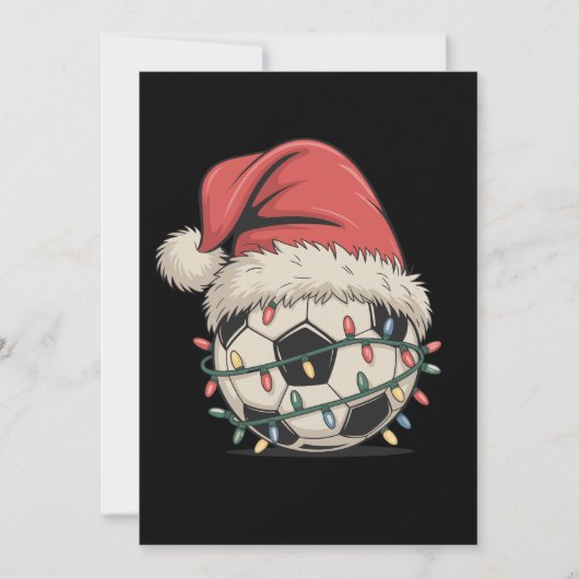 Voetbal Kerstbal Kerstman Hoed Kerst Sport Feestdagenkaart (Voorkant)