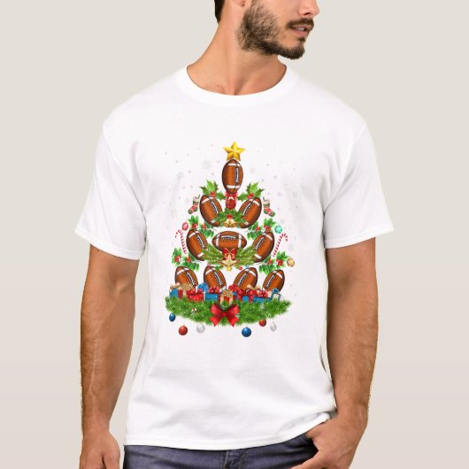 Voetbal Kerstboom Decoratie T-shirt (Voorkant)