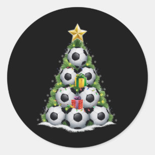 Voetbal Kerstboom Kerstman Speler Jongens Ronde Sticker