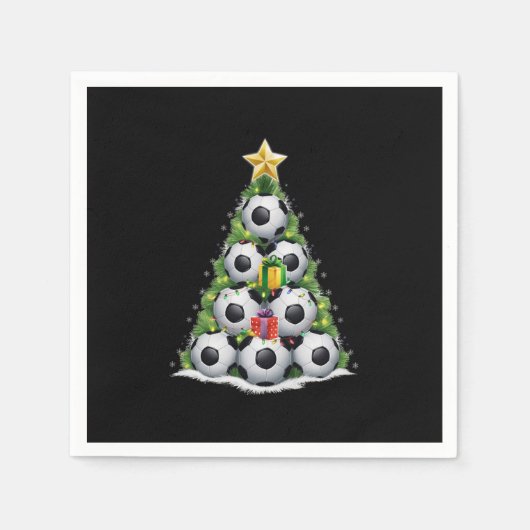 Voetbal Kerstboom Kerstman Speler Jongens Servet (Voorkant)