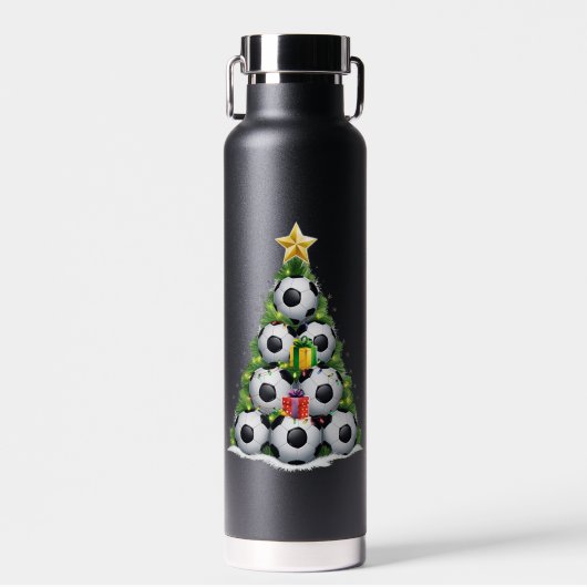 Voetbal Kerstboom Kerstman Speler Jongens Waterfles (Voorkant)