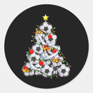 Voetbal Kerstboom Ll Kerstman Hoed Grappig Kerstmi Ronde Sticker