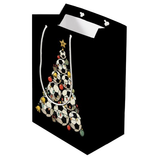 Voetbal Kerstboom Medium Cadeauzakje (Achterkant Gekanteld)
