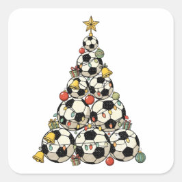 Voetbal Kerstboom Vierkante Sticker