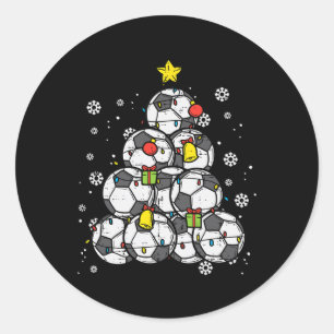 Voetbal Kerstboom Xmas Speler Jongens Meisjes Mann Ronde Sticker