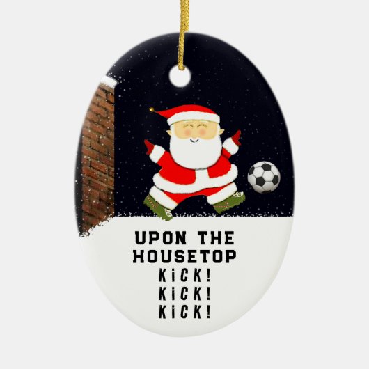 Voetbal Kerstcadeau Keramisch Ornament (Voorkant)
