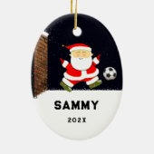 Voetbal Kerstcadeau Keramisch Ornament (Achterkant)