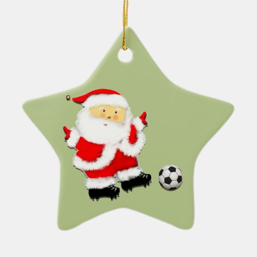 Voetbal Kerstcadeau Keramisch Ornament (Voorkant)