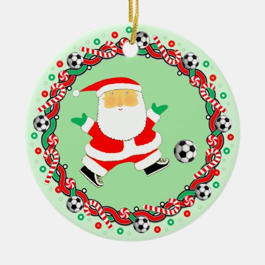 Voetbal Kerstcadeau Keramische Versiering Keramisch Ornament (Voorkant)
