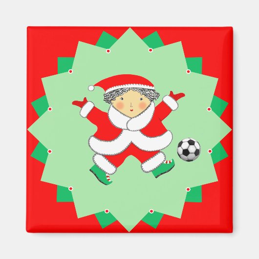 Voetbal Kerstcadeau Kousenstopper Magneet (Voorkant)