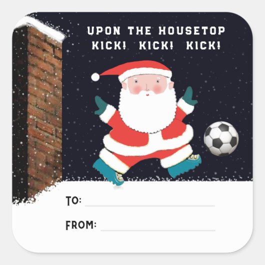 Voetbal Kerstcadeau-labels Vierkante Sticker (Voorkant)