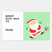 Voetbal Kerstcadeau Tag Rechthoekige Sticker (Voorkant)