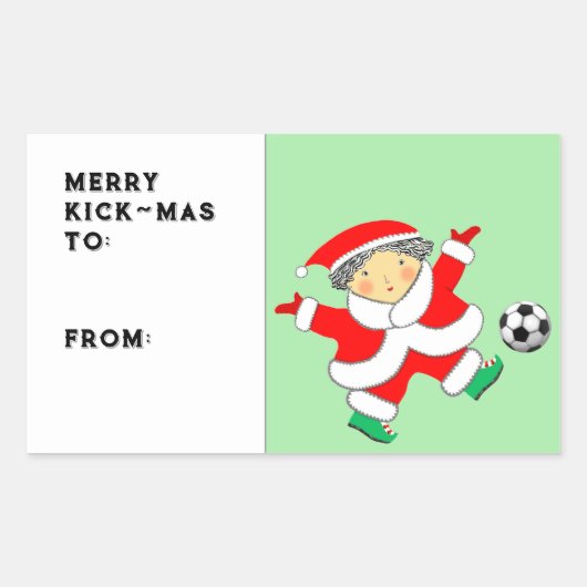 Voetbal Kerstcadeau Tag Rechthoekige Sticker (Voorkant)
