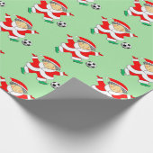Voetbal kerstcadeaupapier cadeaupapier (Hoek)