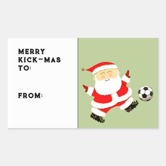 Voetbal Kerstcadeautag Rechthoekige Sticker (Voorkant)
