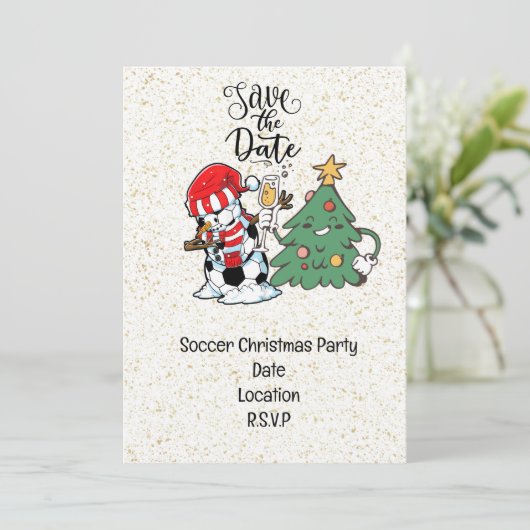 Voetbal Kerstfeest Save the Date Kaart (Staand voorkant)