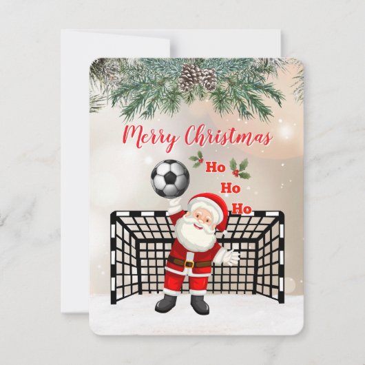 Voetbal Kerstkaart Kerstman Voetbal (Voorkant)