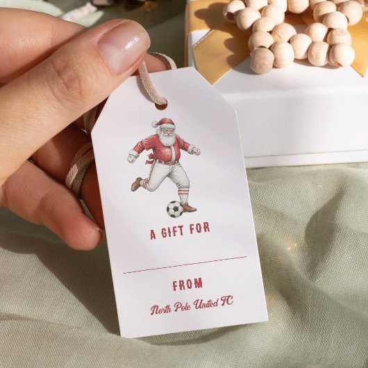 Voetbal Kerstman Gepersonaliseerde Kerst Cadeaulabel