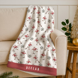 Voetbal Kerstman Gepersonaliseerde Kerst Fleece Deken