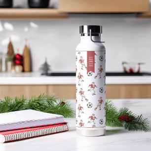 Voetbal Kerstman Gepersonaliseerde Kerstmis Waterfles