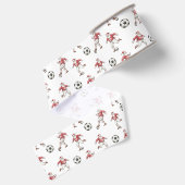 Voetbal Kerstman Kerstmis Grosgrain Lint (Achterkant)