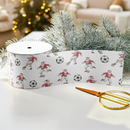 Voetbal Kerstman Kerstmis Grosgrain Lint