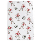 Voetbal Kerstman Kerstmis Medium Cadeauzakje (Voorkant)